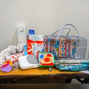 Baby Essentials Bundle Caddy,‎ Blankets, Bottle, Pacifier, Samples For a Girl